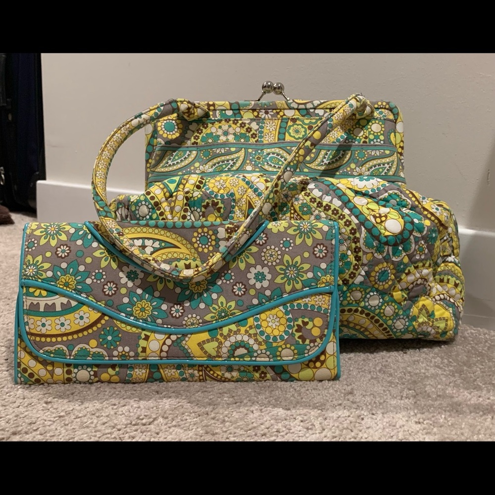 Vera Bradley Yellow & Green Paisley Purse and Wallet